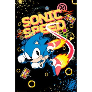Cuadro Sonic Speed enmarcado en aluminio de 92x62 cm