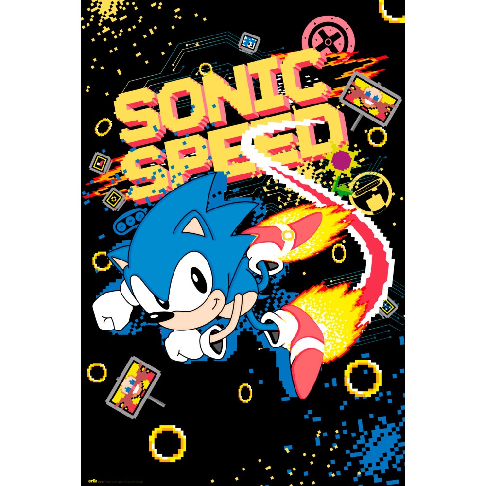 Cuadro Sonic Speed enmarcado en aluminio de 92x62 cm