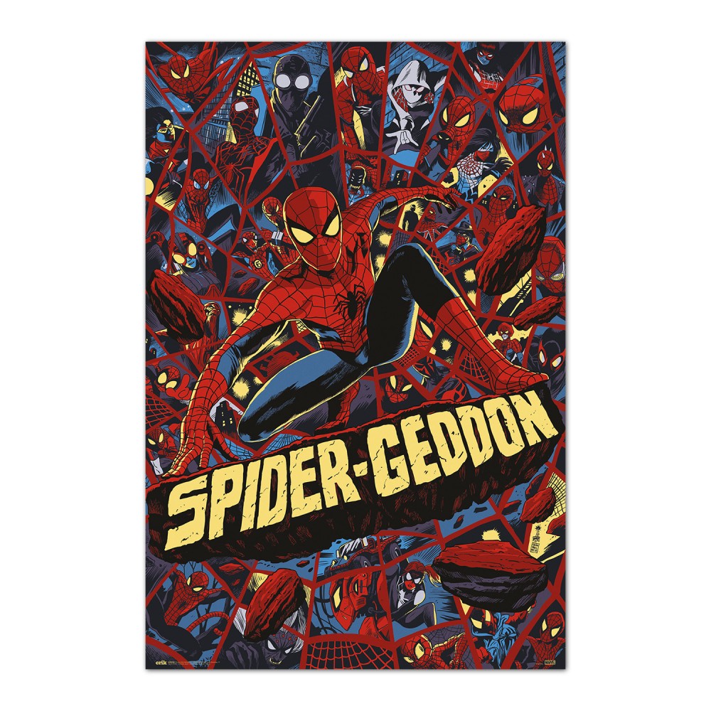 Cuadro Spider-Man Spider-Geddon enmarcado en aluminio de 92x62 cm