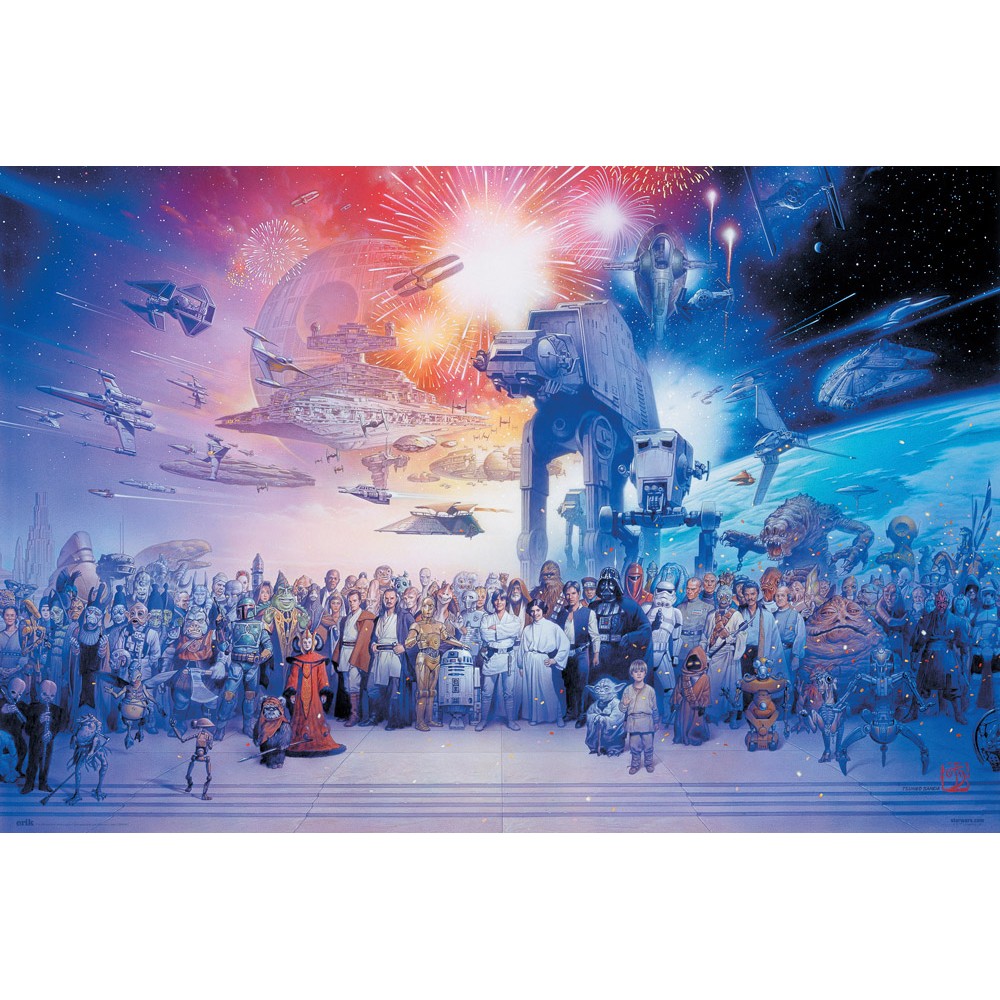 Cuadro Star Wars personajes legendarios enmarcado en aluminio de 92x62 cm