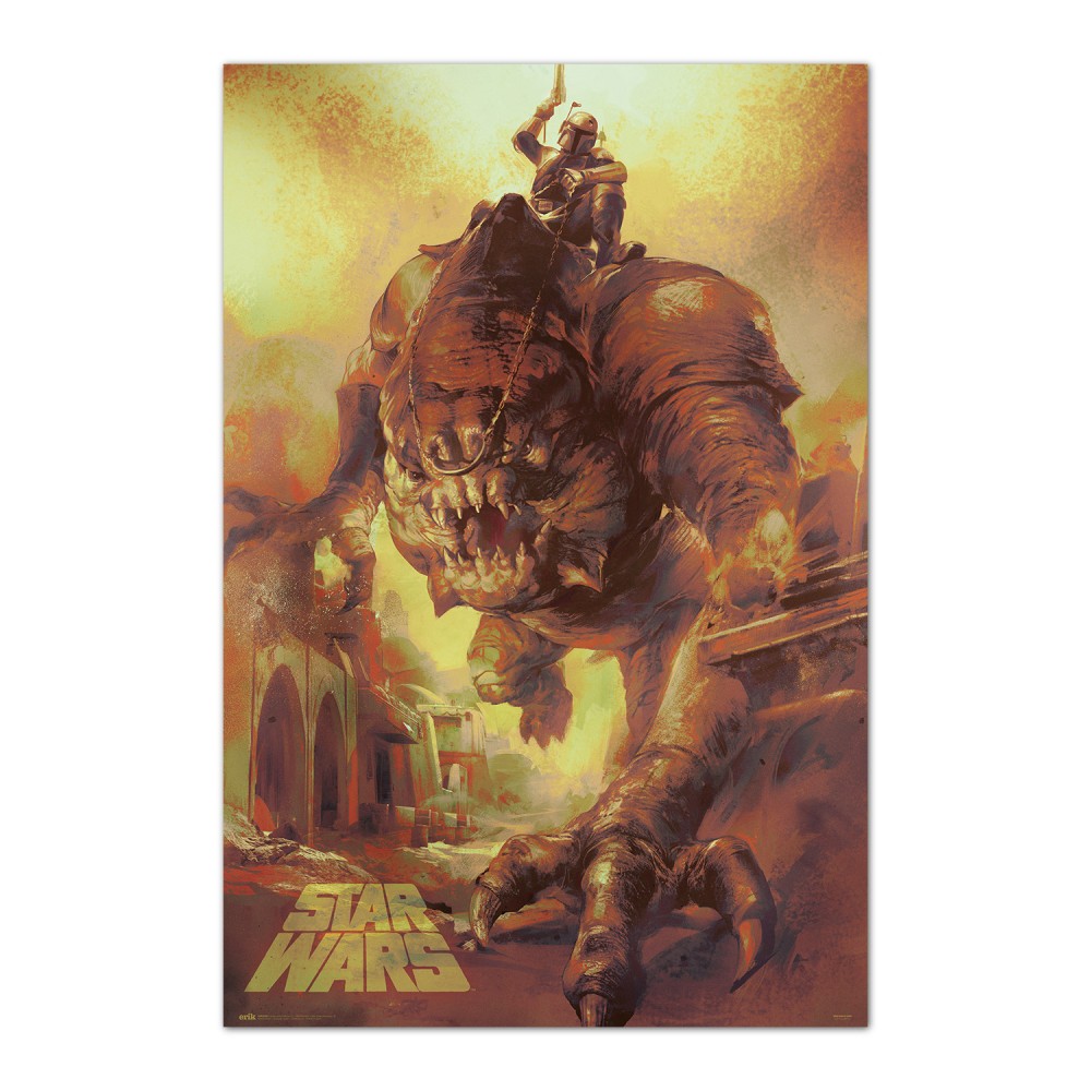 Cuadro Star Wars Rancor Ride enmarcado en aluminio de 92x62 cm