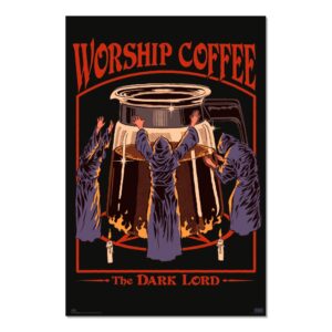 Cuadro Steven Rhodes Worship Coffee enmarcado en aluminio de 92x62 cm