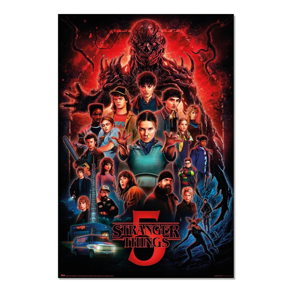 Cuadro Stranger Things temporada 5 enmarcado en aluminio de 92x62 cm
