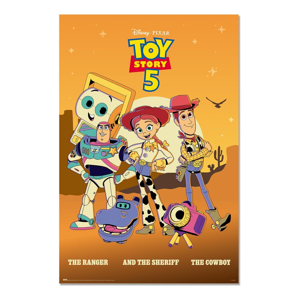 Cuadro Toy Story 5 el ranger, la vaquera y el sheriff enmarcado en aluminio de 92x62 cm