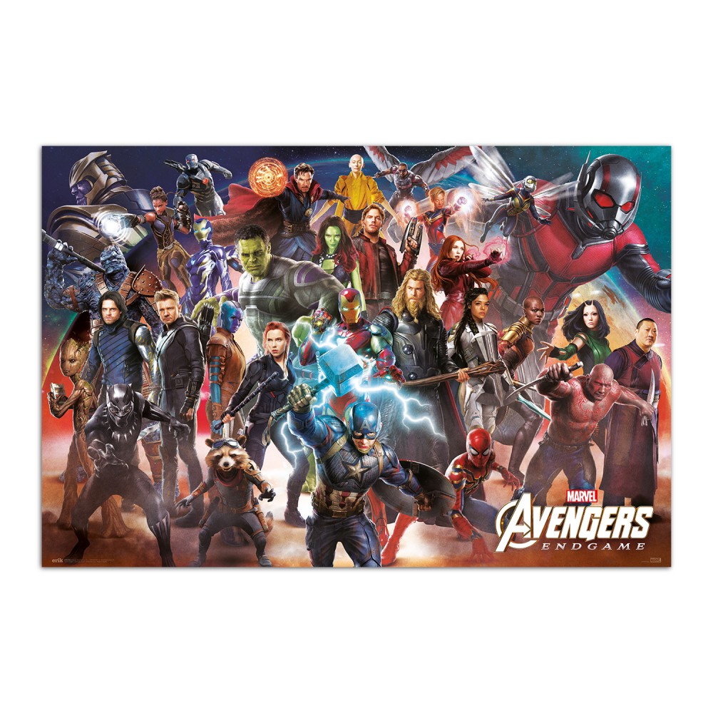 Cuadro Vengadores Endgame line up enmarcado en aluminio de 92x62 cm