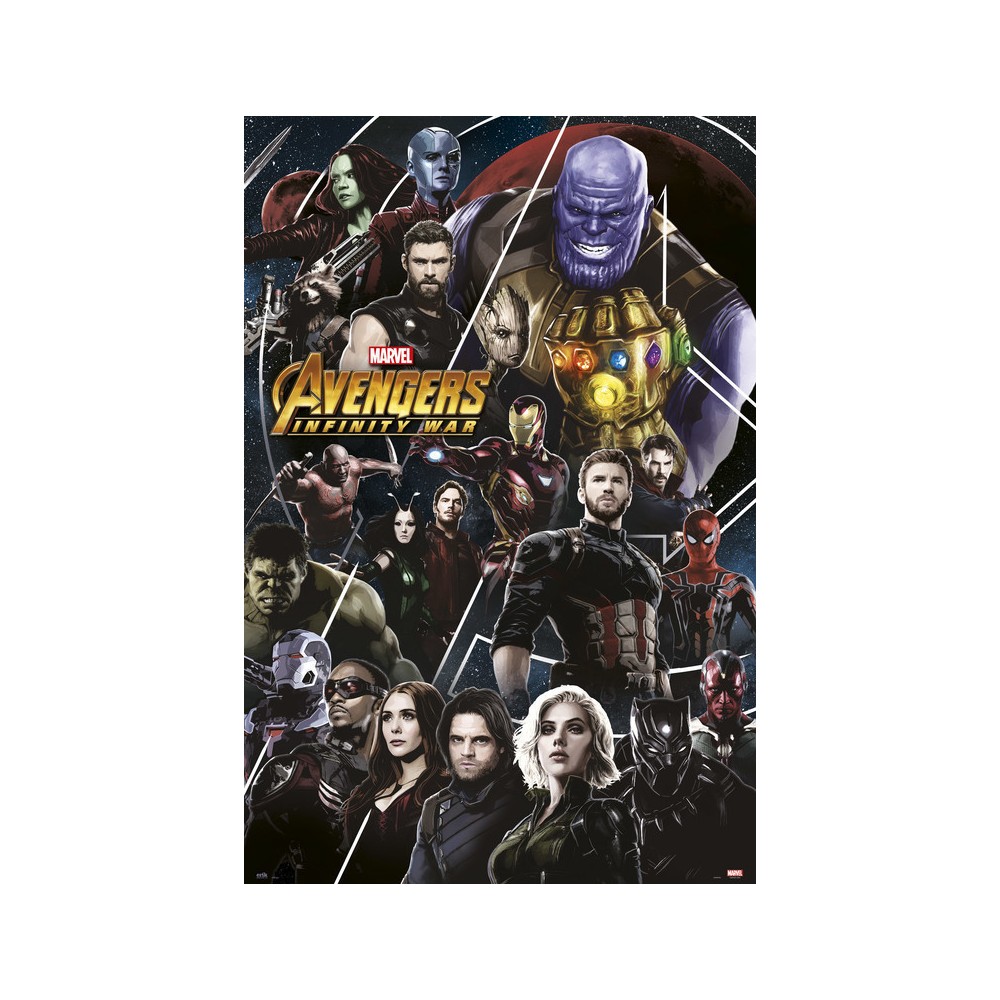 Cuadro Vengadores Infinity War reparto enmarcado en aluminio de 92x62 cm