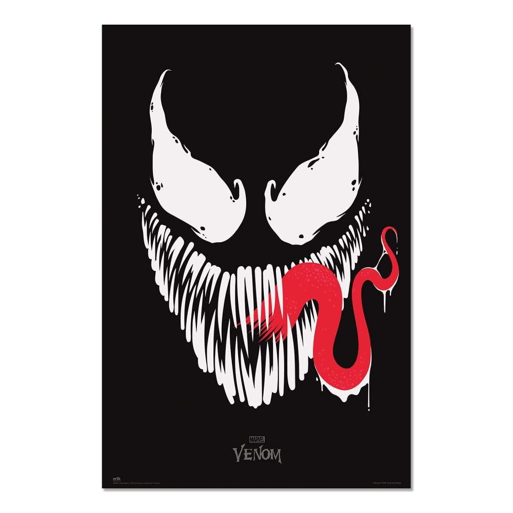 Cuadro Venom cara negra enmarcado en aluminio de 92x62 cm