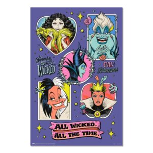 Cuadro Villanos Disney All Wicked All the Time enmarcado en aluminio de 92x62 cm