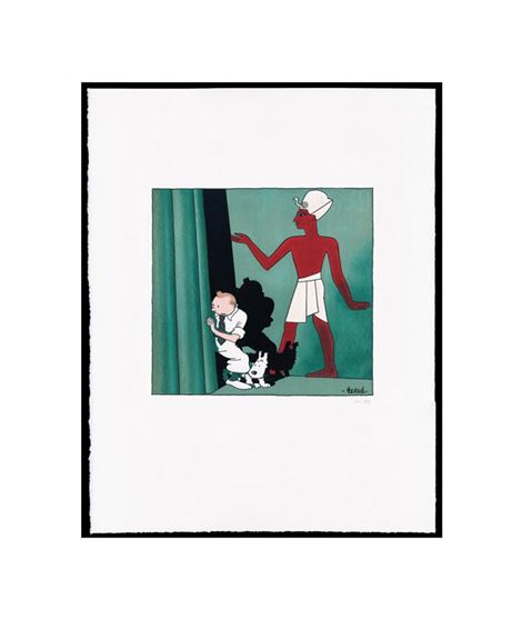 Litografía Tintín y los Cigarros del Faraón 60x80 cm